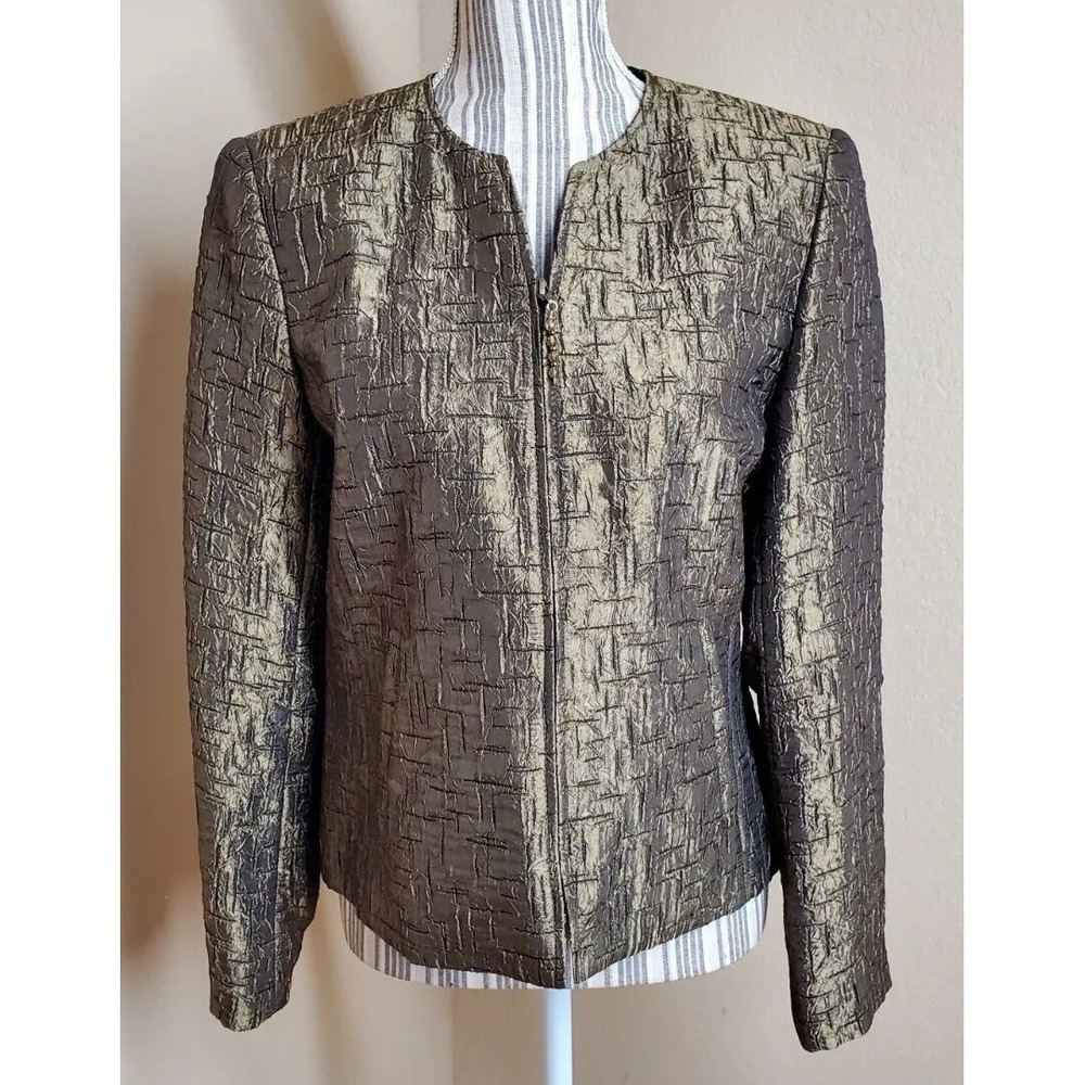 Conrad C Collection, metalic gold formal zipper jacket size 6